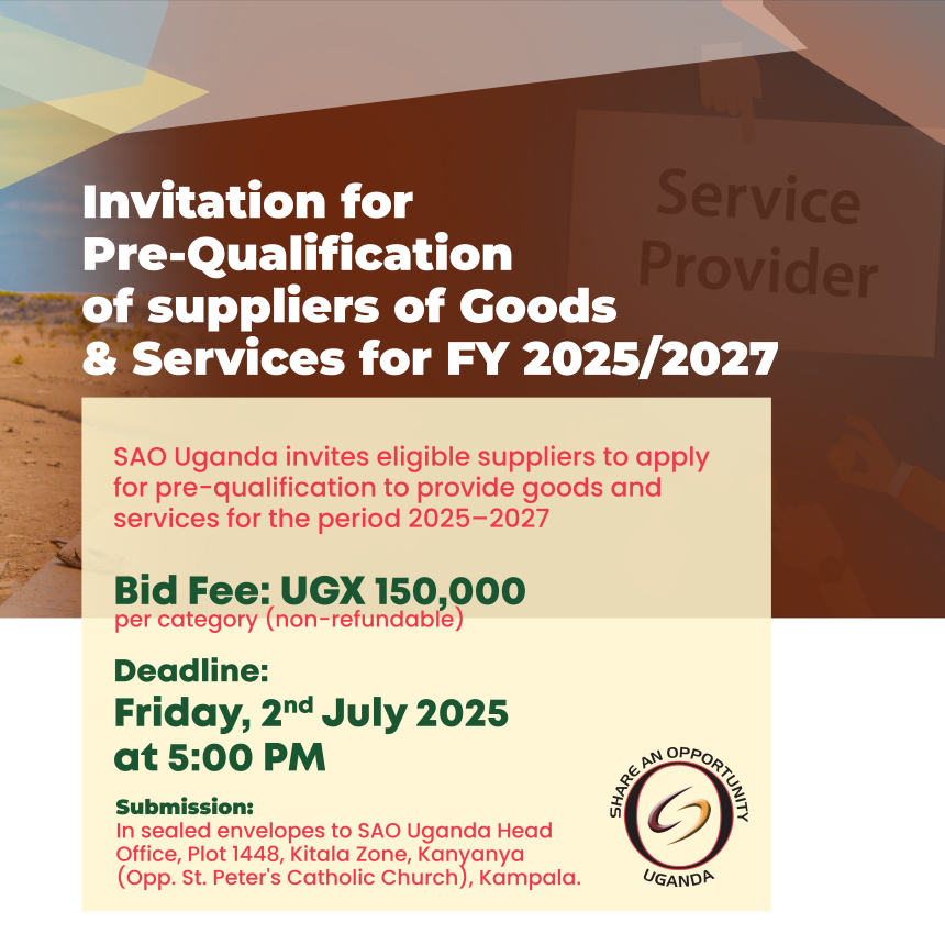 Invitation for Pre-Qualification of suppliers of Goods & Services for FY 2025/2027
